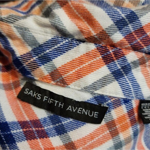 Saks Fifth Avenue Plaid Button Down Long Sleeve Size Large - Picture 4 of 13